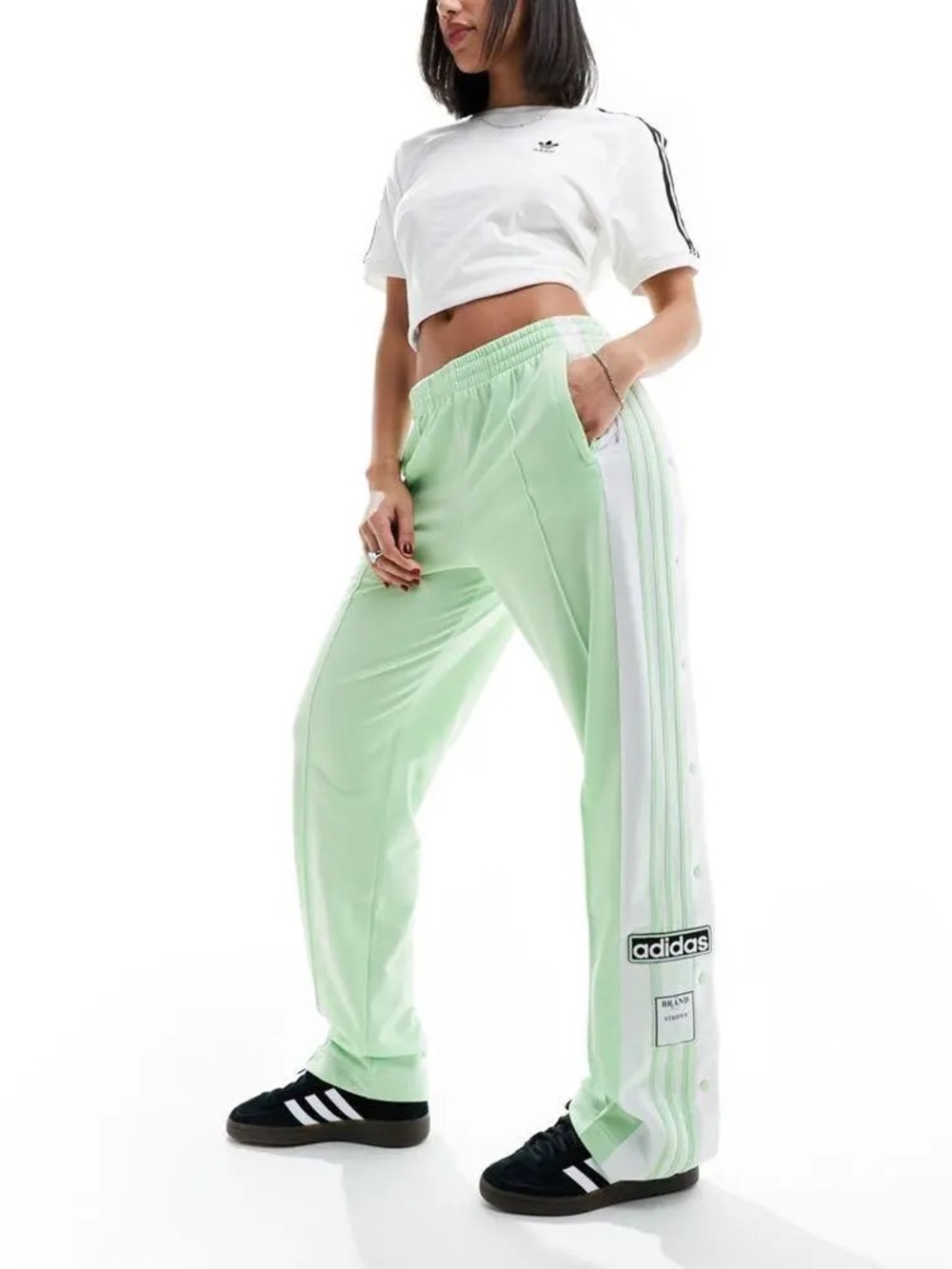 NEW Adidas Adibreak Track Pants Womens L Pistachio Green Tear Away Loose Fit - Picture 2 of 11